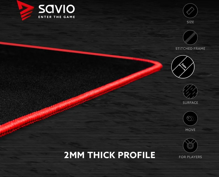 Savio Turbo Dynamic S Gaming Mauspad, schwarz/rot