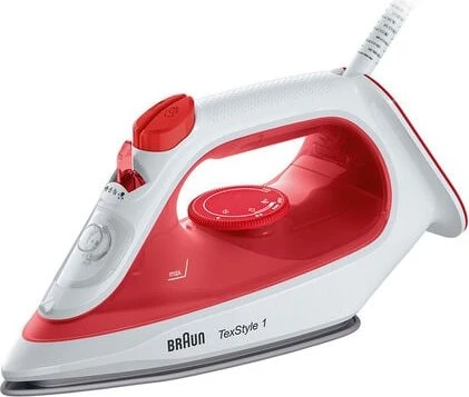 BRAUN Dampfbügeleisen SI 1019 RD | 1900W | TexStyle 1 | Antihaft-Bügelsohle | Dampfstoß 120g/min | rot/weiß Image