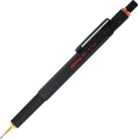 rOtring 800 Feinminen Druckbleistift HB 0.7mm graphit, schwarz, Radierer