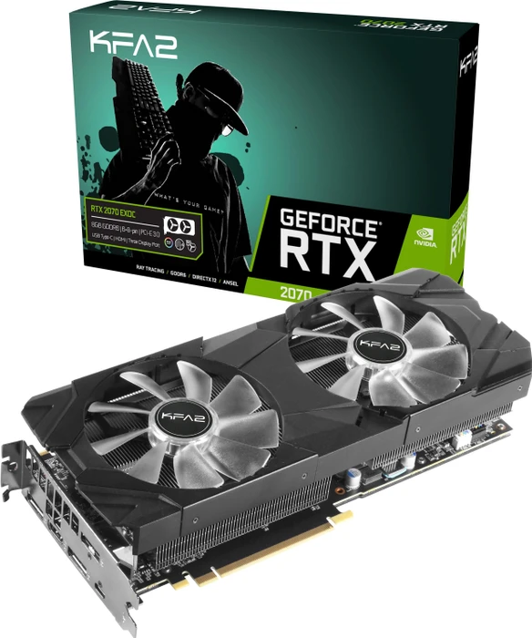 KFA2 GeForce RTX 2070 EX OC, 8GB GDDR6, HDMI, USB-C, 3x DP