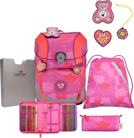 DerDieDas ErgoFlex Tiny Roses Schultaschen-Set, 5-tlg.
