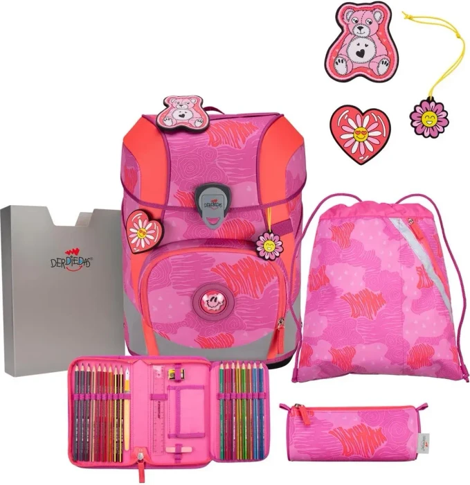 DerDieDas ErgoFlex Tiny Roses Schultaschen-Set, 5-tlg.