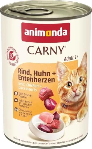 animonda Carny Adult Rind, Huhn und Entenherzen, 2.40kg (6x 400g)