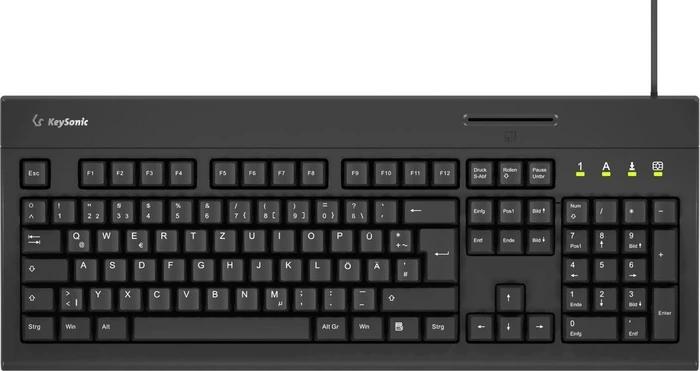 KeySonic KSK-8040U-CR Dual-Dynamics Tastatur, schwarz, mit Kartenleser, USB, DE