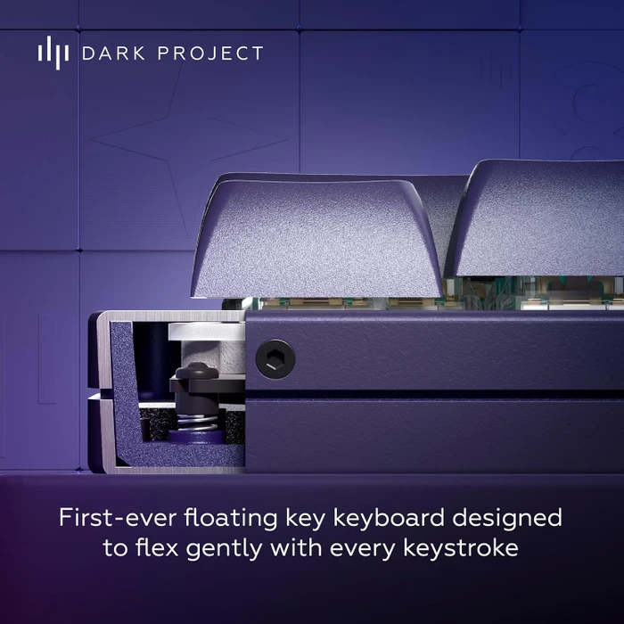 Dark Project ALU87B Celestial Gaming Keyboard, violett, LEDs RGB, g3ms Voidstone Silent, USB, US