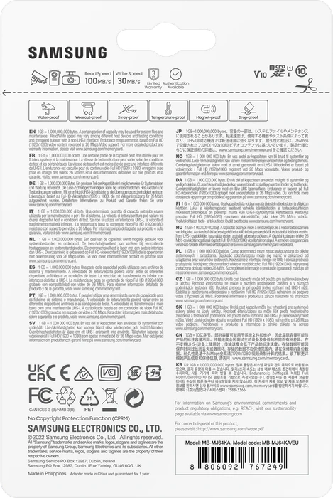 Samsung PRO Endurance R100/W30 64GB Kit, UHS-I U1, Class 10