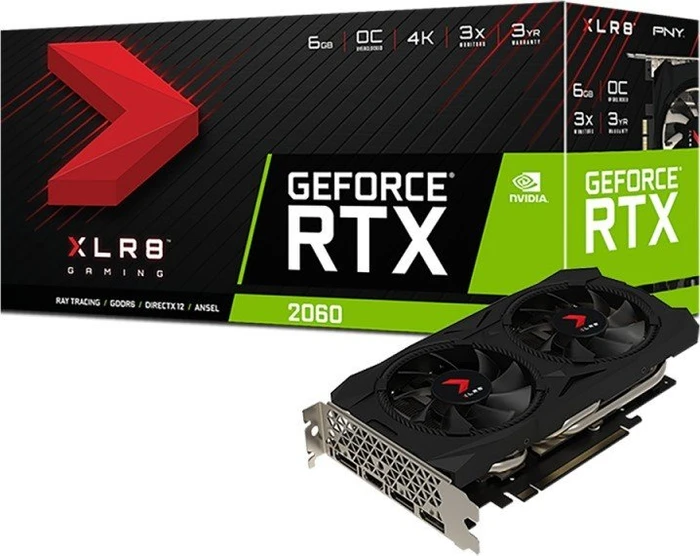 PNY GeForce RTX 2060 XLR8 Gaming Overclocked Champions Edition, 6GB GDDR6, HDMI, 3x DP