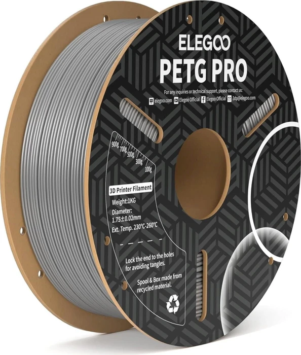 Elegoo PETG Pro, silber, Spule, 1.75mm, 1.00kg