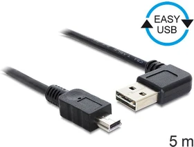 DeLOCK EASY-USB 2.0 Kabel, USB-A 90° horizontal gewinkelt [Stecker] auf Mini-USB [Stecker], 5m (83381)