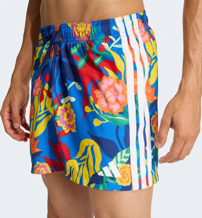 adidas Mexicana Florals 3-Streifen Badeshorts glow blue/white (Herren)