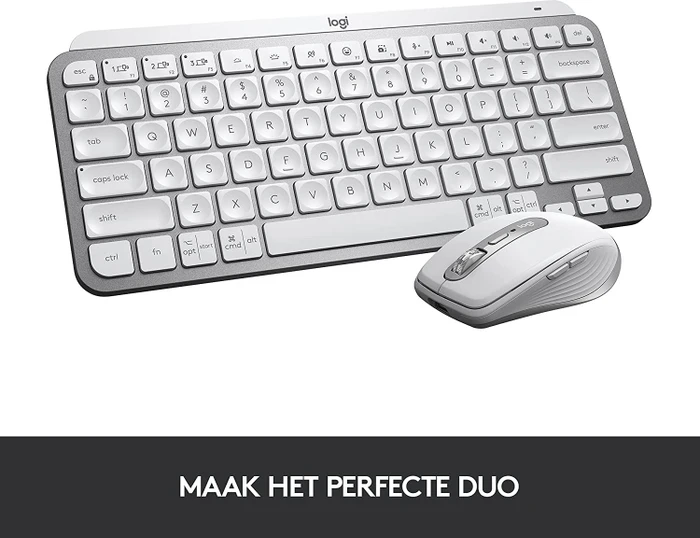 Logitech MX Keys Mini, LEDs weiß, Logi Bolt, Pale Gray, weiß/grau, USB/Bluetooth, US