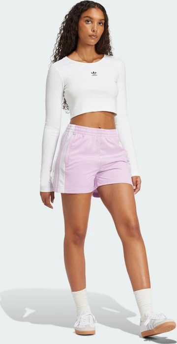 adidas Essentials Ribbed Crop Top Shirt langarm weiß (Damen)