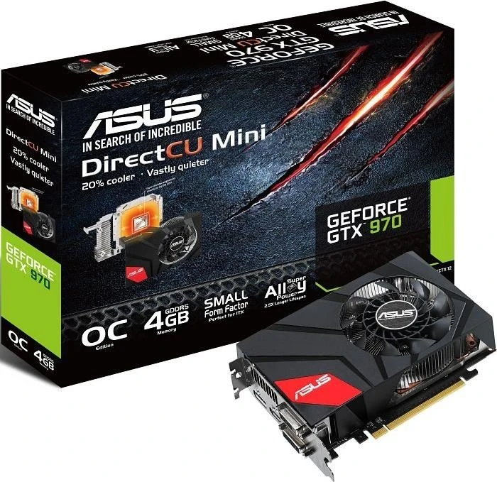 ASUS GeForce GTX 970 DC Mini, GTX970-DCMOC-4GD5, 4GB GDDR5, 2x DVI, HDMI, DP