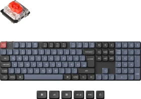 Keychron K5 Pro, PBT, schwarz/blaugrau, LEDs RGB, hot-swap, Gateron LOW PROFILE 2.0 RED, USB/Bluetooth, DE