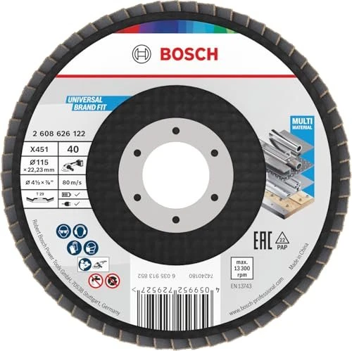 Bosch Professional X451 Fächerschleifscheibe T29 K40, 115x22.23mm, 15 Stück