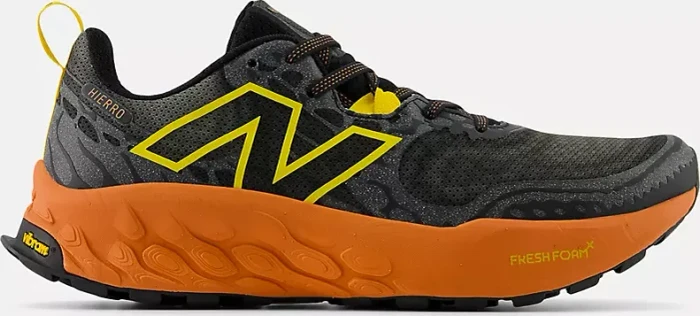 New Balance Fresh Foam X Hierro v8 black/infield clay/ginger lemon (Herren)