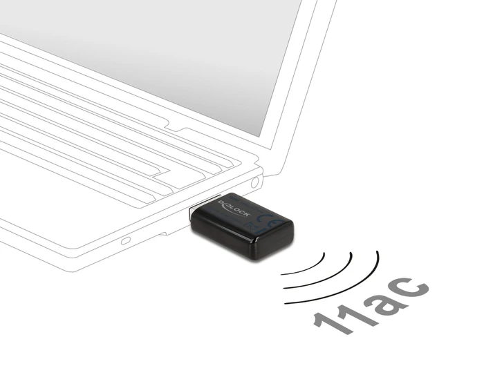 DeLOCK USB 3.0 DualBand Micro Stick, schwarz, 2.4GHz/5GHz WLAN, USB-A 3.0 [Stecker]
