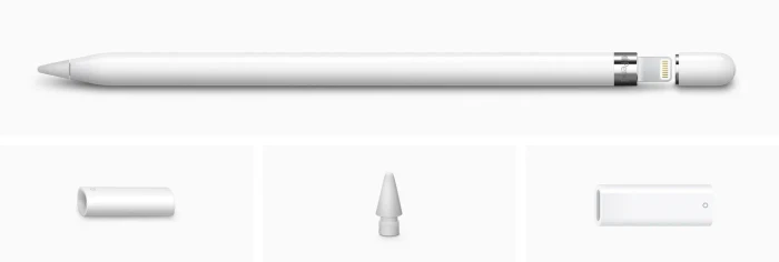 Apple Pencil 1. Gen / 2025, Set inkl. Lightning Adapter, Austausch-Spitze, USB-C zu Apple Pencil Adapter