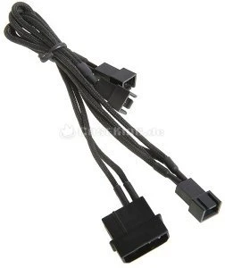 BitFenix Molex auf 3-Pin Adapter, sleeved, 20cm, schwarz
