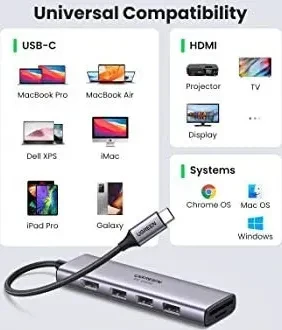 Ugreen CM511 USB-C Hub 6 in 1 , USB-C 3.0 [Stecker]