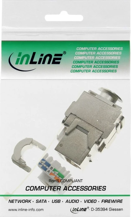 InLine Keystone Modul RJ-45 Buchse/Verlegekabel Cat6a, SNAP-In