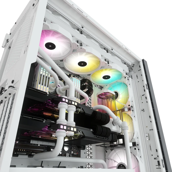 Corsair iCue 7000X RGB, weiß, Glasfenster