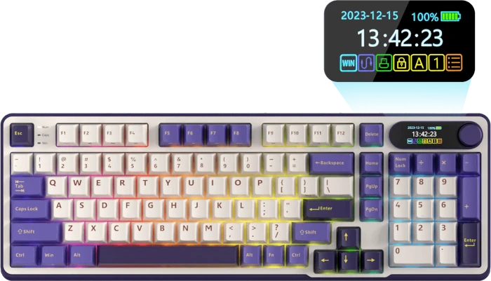 RK Royal Kludge S98, Lavendel Lila, 96%, hot-swap, RK Tactile Beige, USB/Bluetooth, US