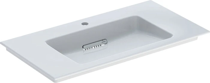 Geberit ONE Möbelwaschtisch Abgang horizontal 90cm, Hahnloch mittig, weiß/KeraTect