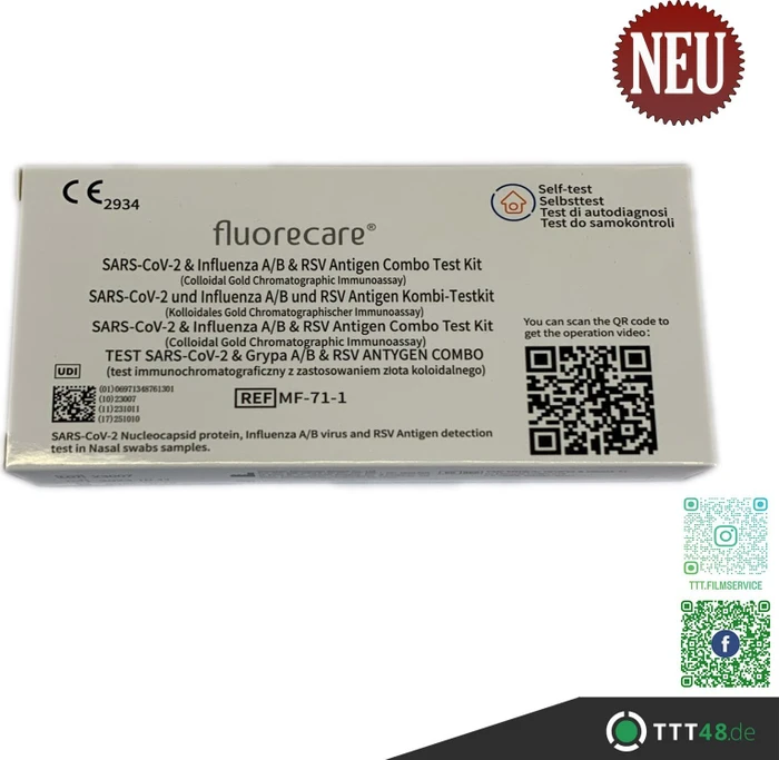 Microprofit Biotech fluorecare SARS-CoV-2 + Influenza A/B + RSV Antigen Schnelltest, 1 Stück