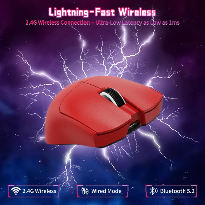 Attack Shark X11SE Wireless Gaming Mouse rot, USB/Bluetooth