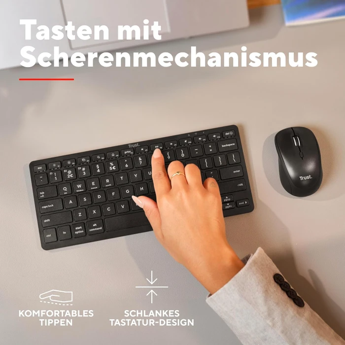 Trust Vira Multi-Device Wireless Keyboard, schwarz, Bluetooth, DE