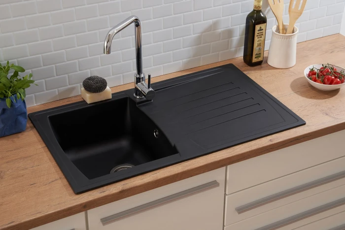 Respekta Boston 860x500mm Einbau Becken reversibel schwarz