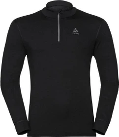 Odlo Natural 100% Merino Warm Zip Funktionsshirt langarm schwarz (Herren)