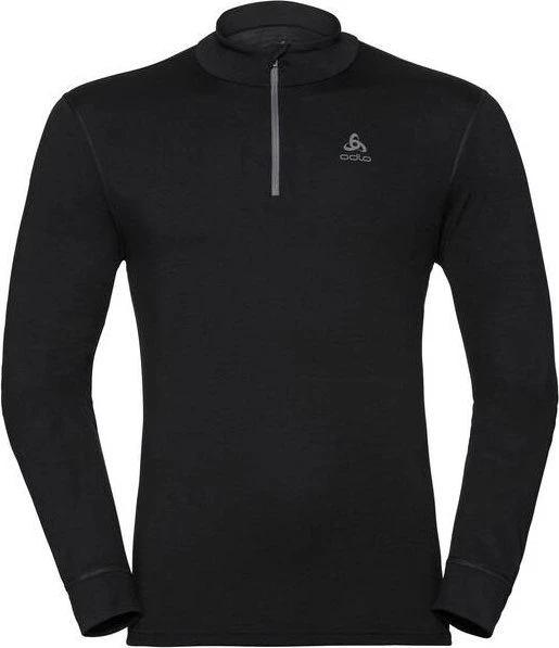Odlo Natural 100% Merino Warm Zip Funktionsshirt langarm schwarz (Herren)