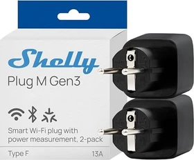 Shelly Plug M Gen3, schwarz, 3000W, Smart-Steckdose, 2er-Pack
