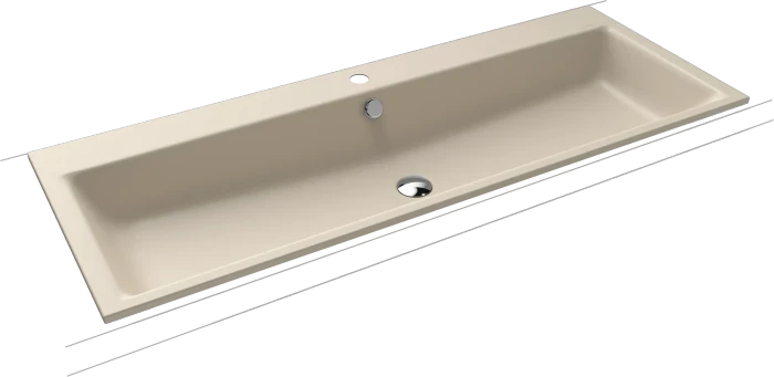 Kaldewei Puro Einbau-Doppelwaschtisch 120x46cm mit 1x1 Hahnlochbohrung, Perl-Effekt, warm beige 20