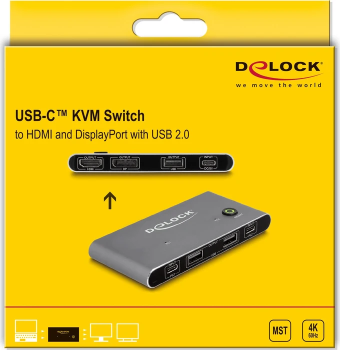 DeLOCK 2-fach USB-C KVM-Switch, anthrazit