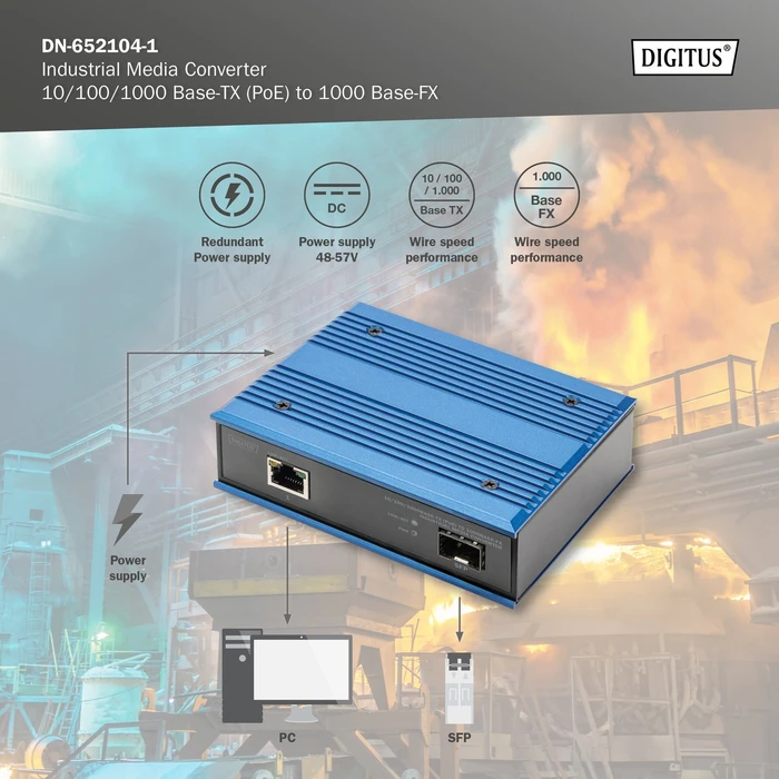 Digitus Industrial, RJ-45, SFP, PoE+