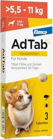 Elanco AdTab Hund 2.5-11kg Kautabletten gegen Zecken und Flöhe, 3 Stück