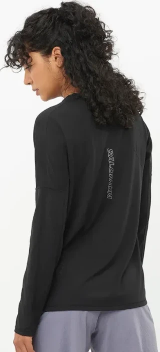 Salomon Sense Aero Graphic Laufshirt langarm deep black/black beauty (Damen)