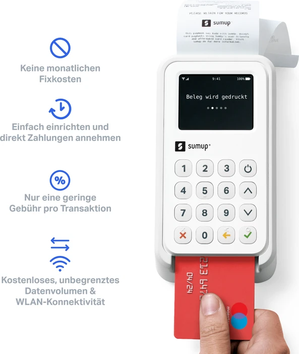 SumUp 3G+WIFI Bezahlterminal weiß, Payment Kit inkl. Bondrucker