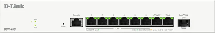 D-Link DBR-700 DBR-700 Desktop 2.5G Smart Router, 8x RJ-45, 1x SFP