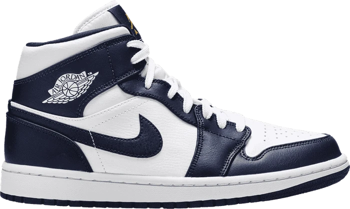 Nike Air Jordan 1 Mid white/obsidian/metallic gold (Herren)