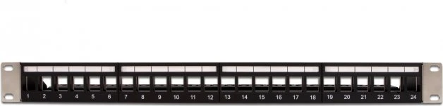 DeLOCK Patchpanel für RJ-45 Keystone Module 19", 24-Port, 1HE, 19", 1HE, schwarz