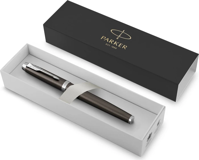 Parker IM dark espresso, rechte Hand, fein, Geschenkbox