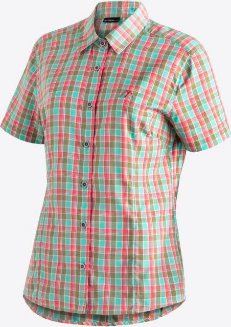 Maier Sports Philina Hemd kurzarm green lightblue/red check (Damen)