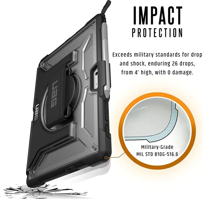 UAG Plasma Handstrap Case Microsoft Surface Go 3/Go 2/Go ice schwarz/transparent