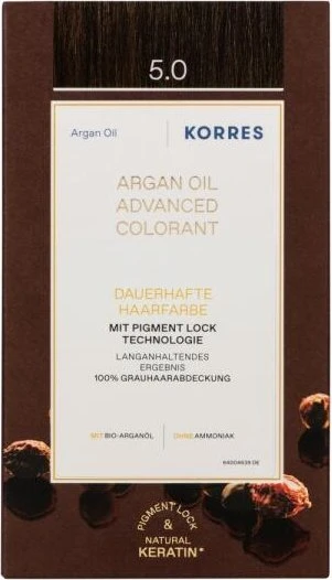 Korres Argan Oil Permanent Hair Colorant Haarfarbe 5.0 hellbraun