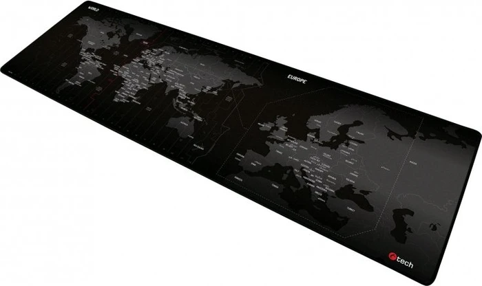 C-Tech MP-01 World Mauspad, 900x270mm, Motiv schwarz/weiß