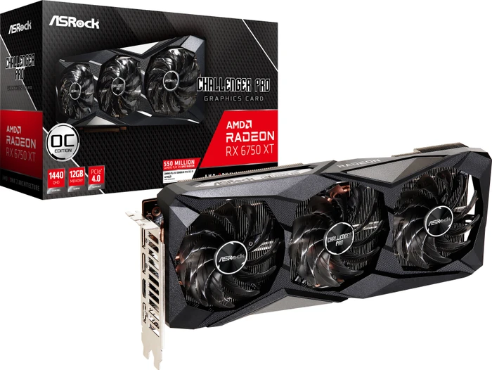 ASRock Radeon RX 6750 XT Challenger Pro 12GB OC, RX6750XT CLP 12GO, 12GB GDDR6, HDMI, 3x DP